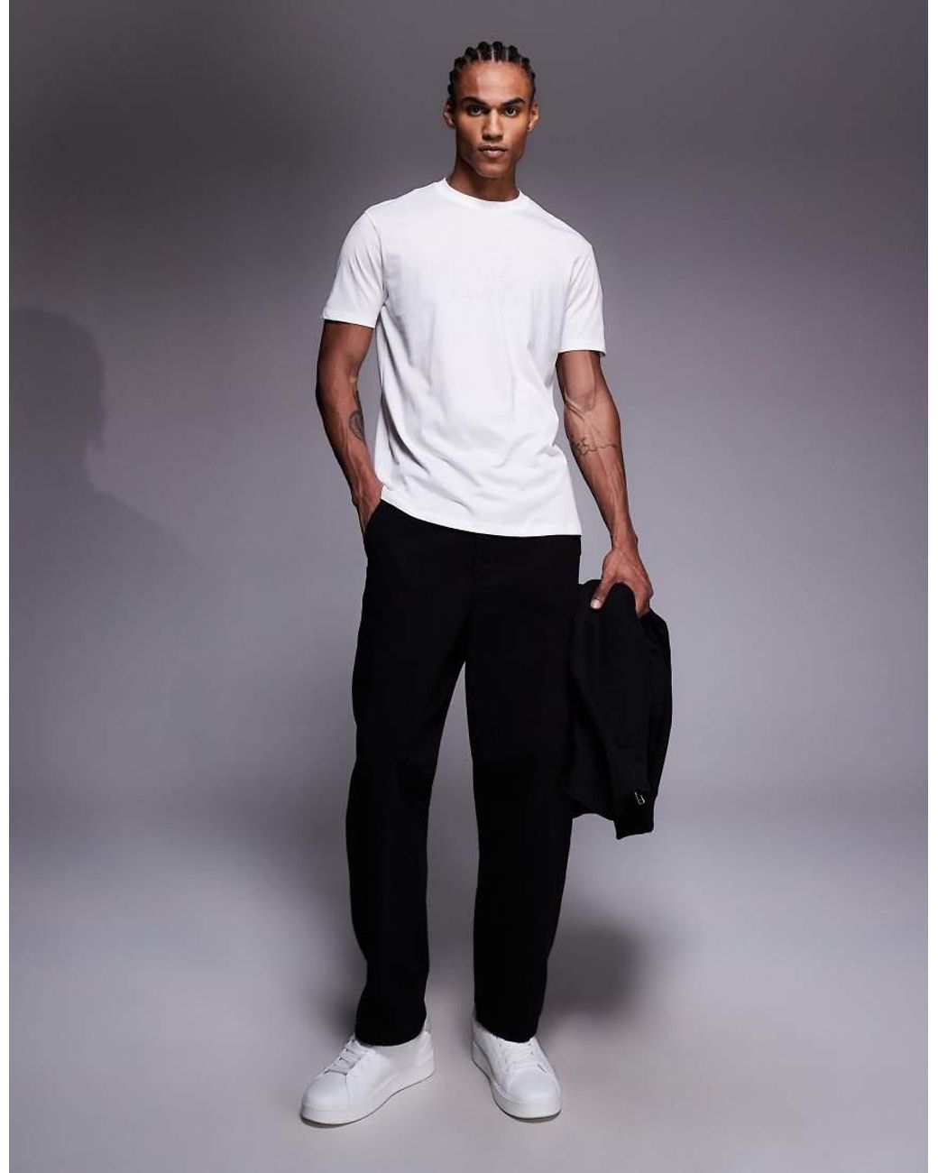 ARMANI EXCHANGE Gray Central Logo T-shirt for men