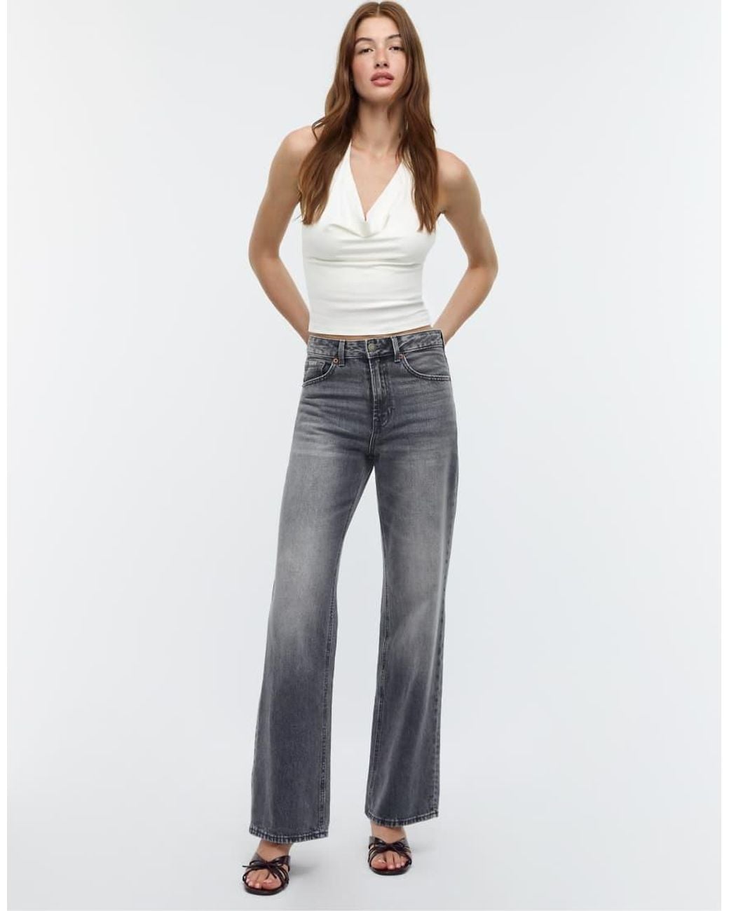 Stradivarius Blue Wide Leg Dad Jean