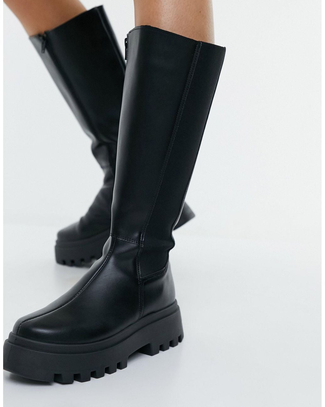 Cora - stivali al ginocchio neri con suola spessa di ASOS in Nero | Lyst