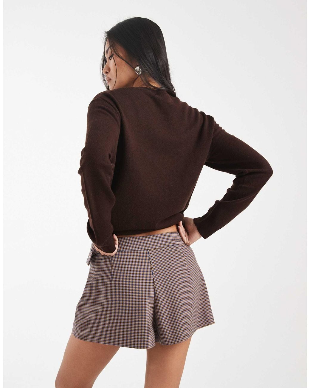 ASOS Blue Pleated Mini Skort With Buckle