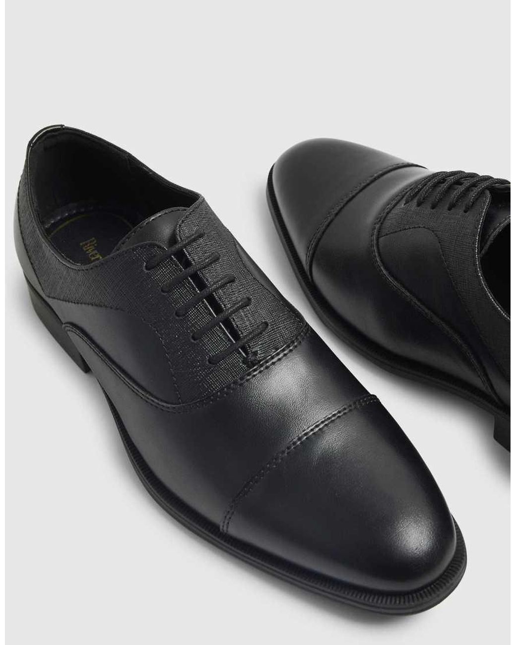 River Island Black Wide Fit Faux Leather Lace Up Shoes for men