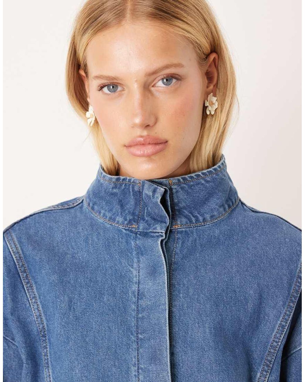 ASOS Oversized Jack Met Opstaande Boord in het Blue