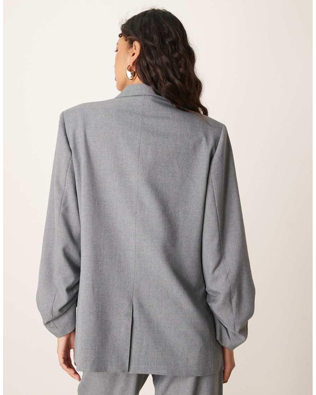 Y.A.S Gray Oversized Ruched Sleeve Detail Blazer Co-Ord