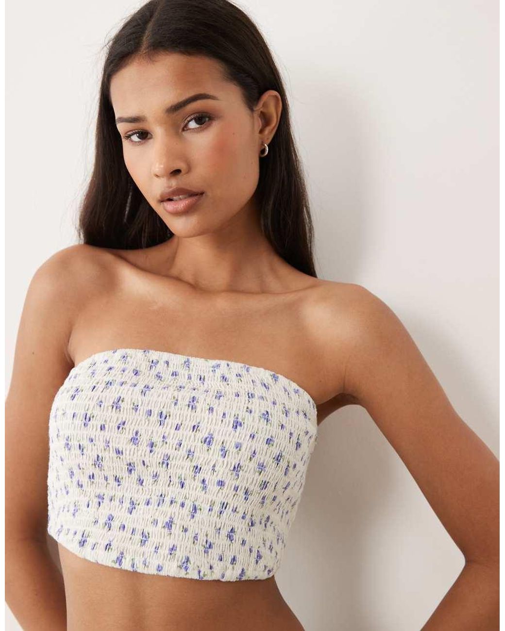 Wednesday's Girl Natural Shirred Bandeau Top