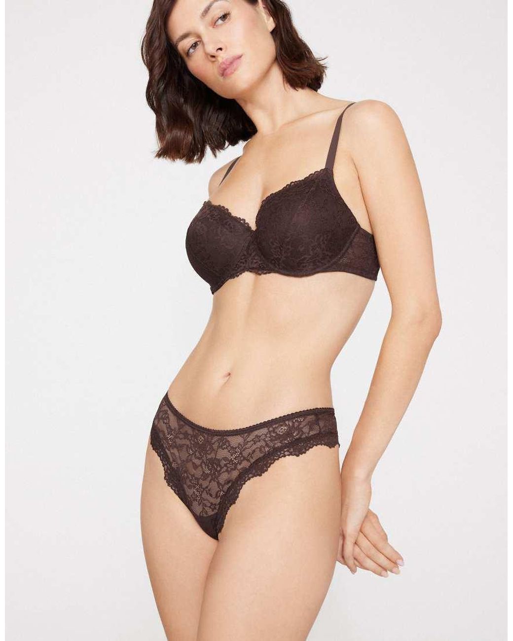 Tezenis Brown Lace Brazilian Briefs