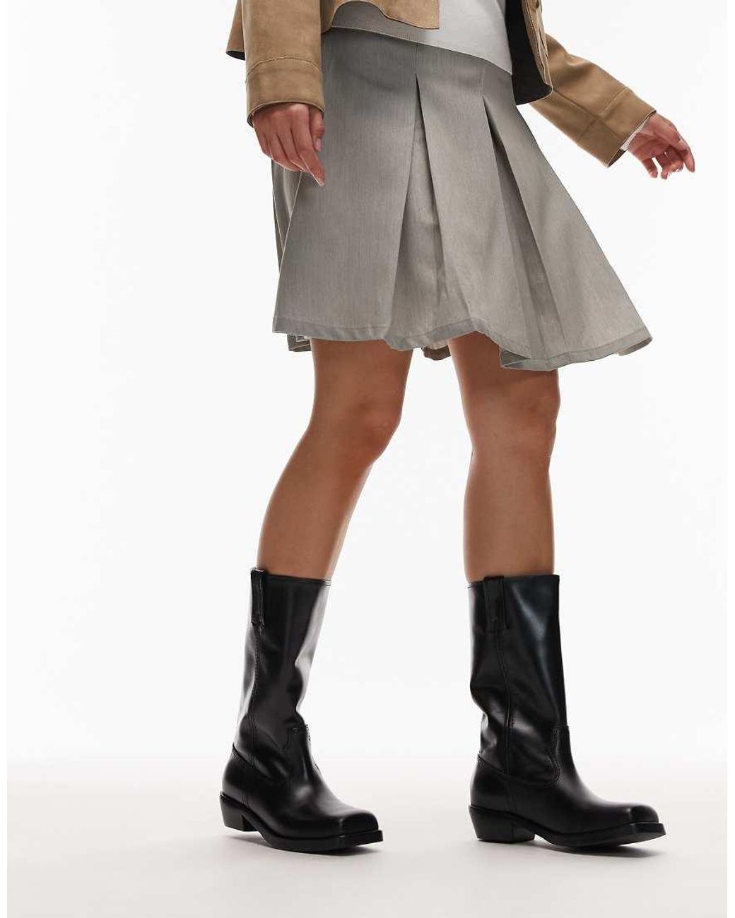 Jeffrey Campbell Black Square Toe Knee Boots
