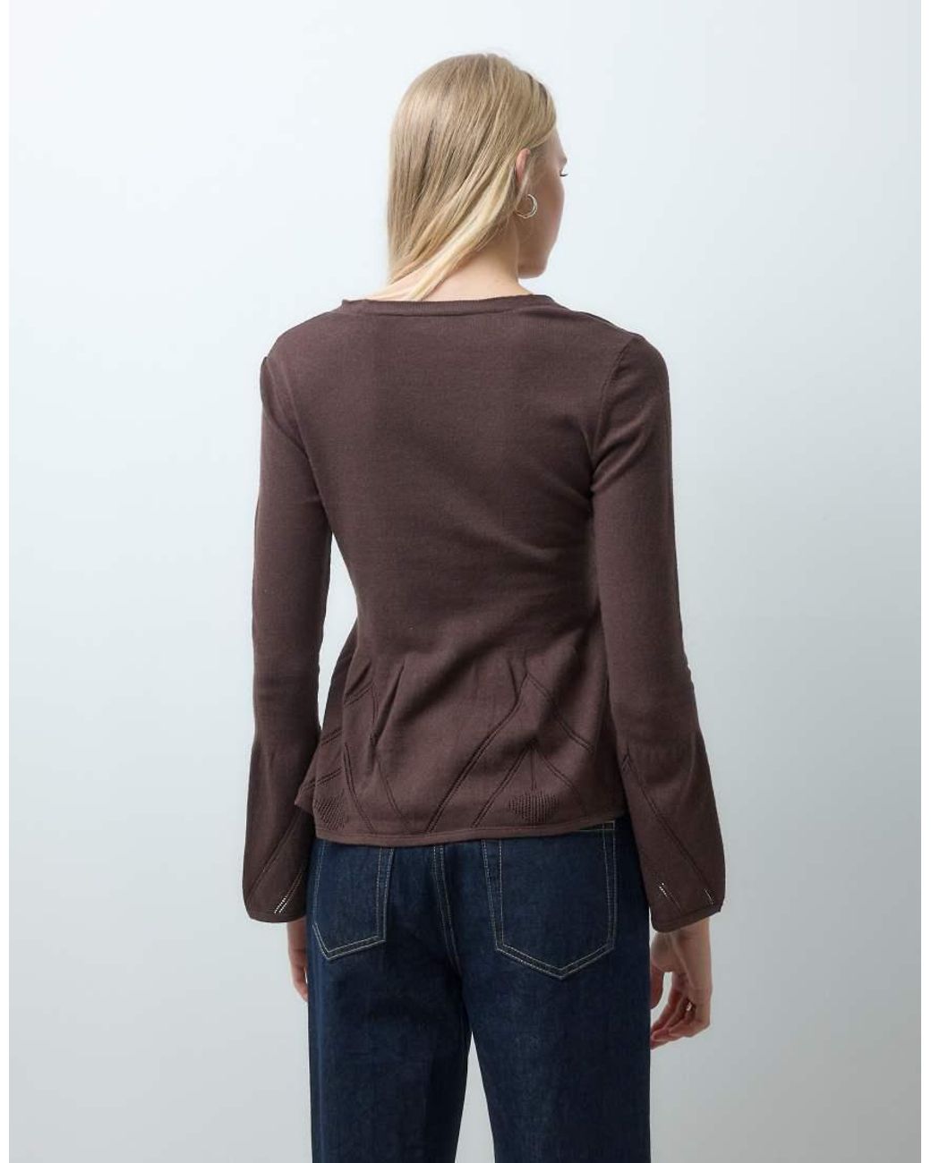 ASOS Brown Knitted Peplum Cardigan