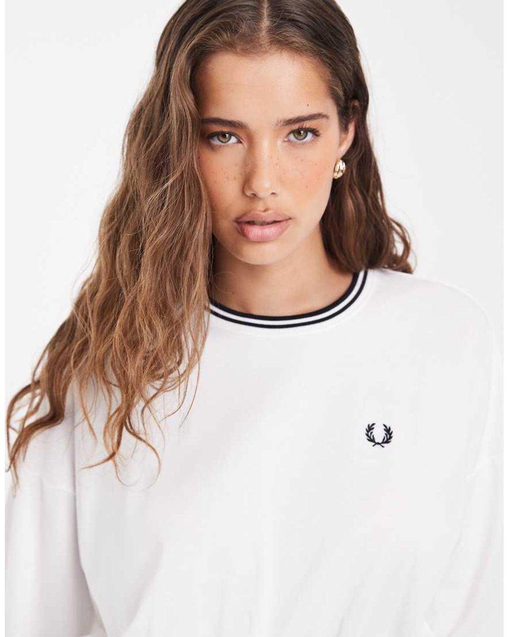 Fred Perry White Twin Tipped Long Sleeve T-Shirt