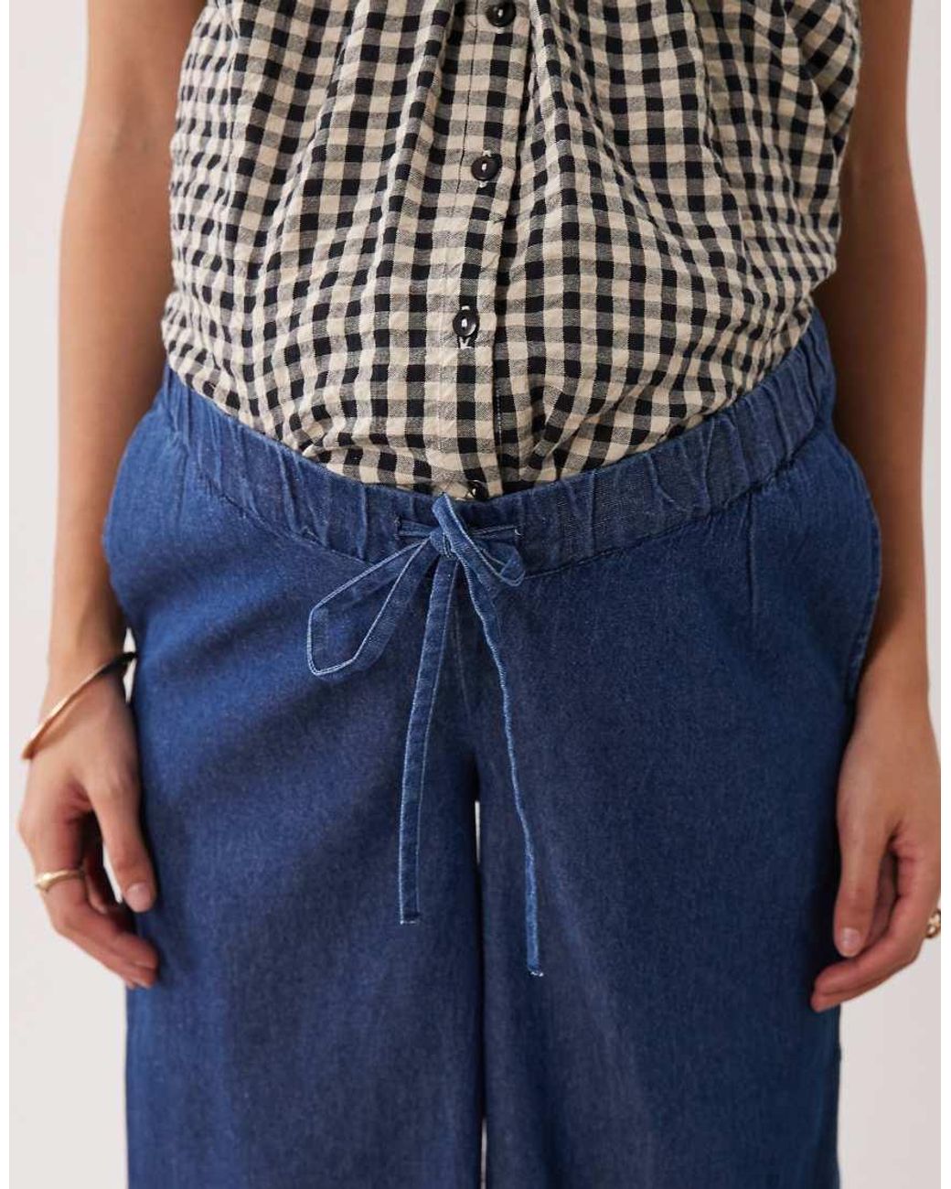 Mama.licious Blue Mamalicious Maternity Under-the-bump Drawstring Chambray Jeans