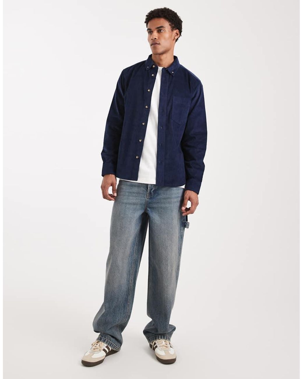 ASOS Blue Regular Fit Cord Shirt for men