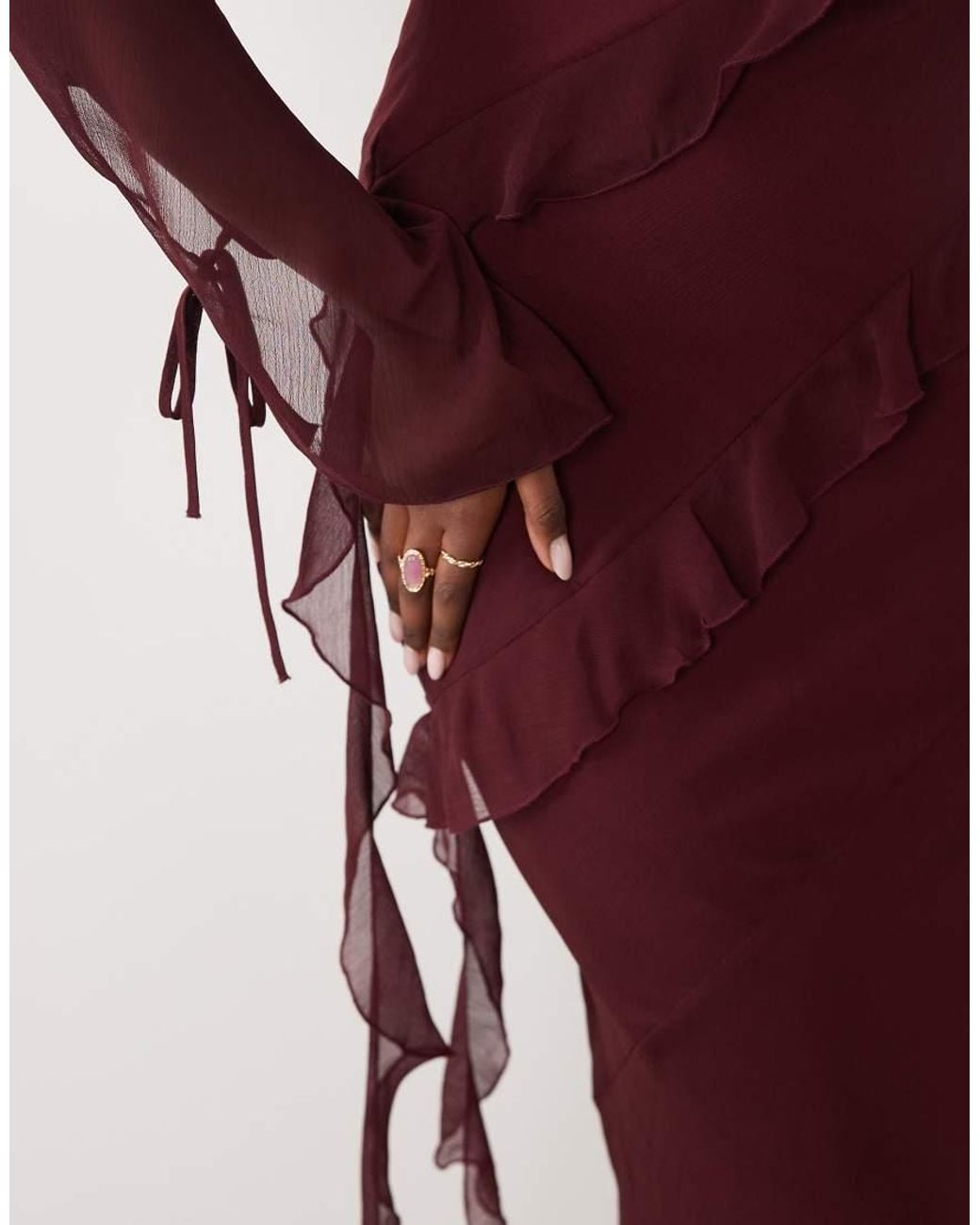 DASKA Purple Chiffon Ruffle Maxi Dress