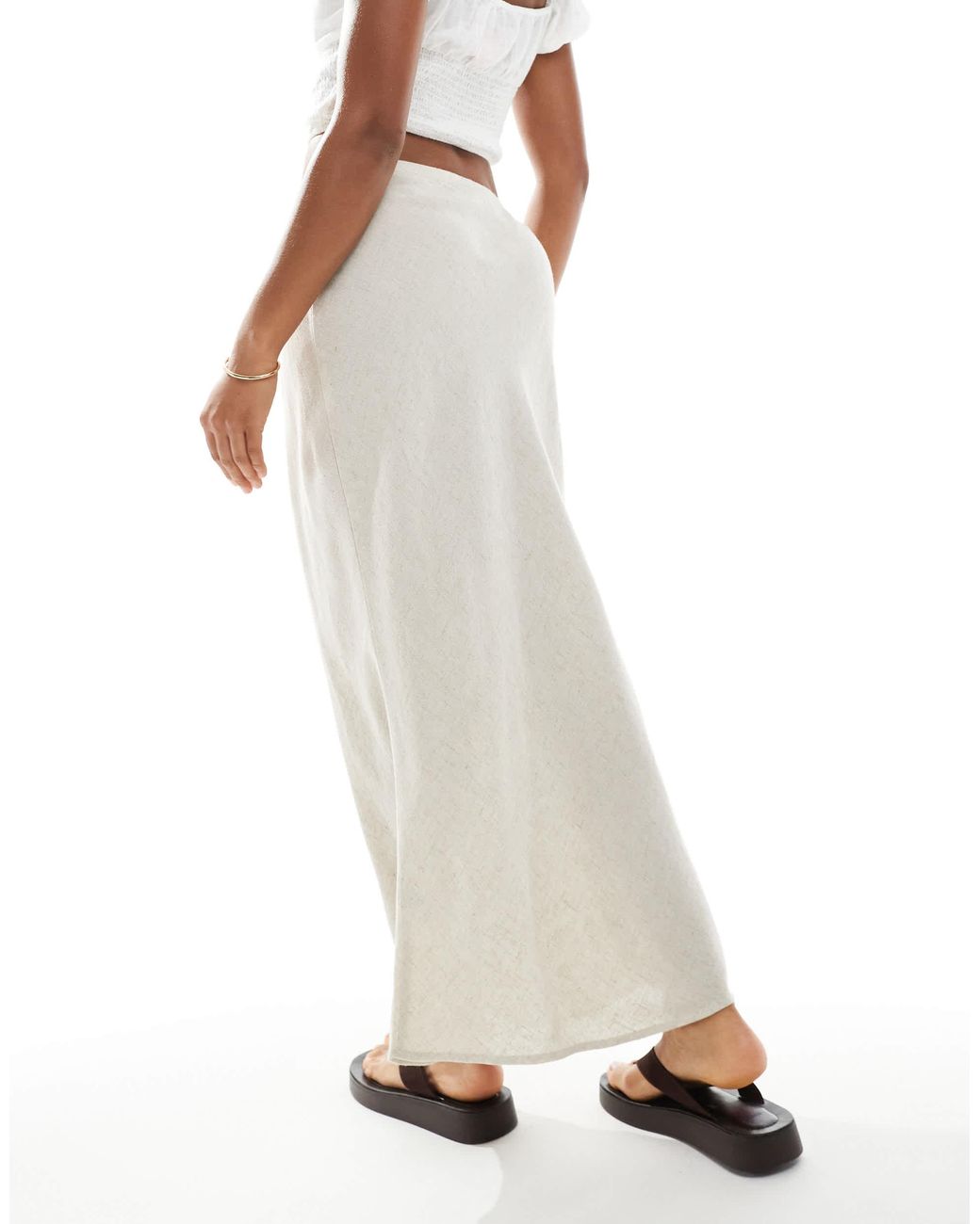 Jupe Midi New Look Taille 8 En Lin Mélangé Marron – Coupe Ligne A, Légère Et Casual