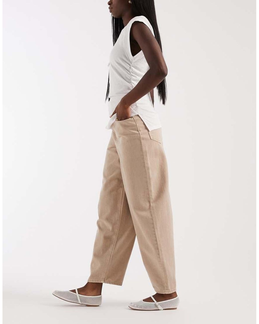 Vero Moda Natural Billie High Rise Barrel Leg Jeans