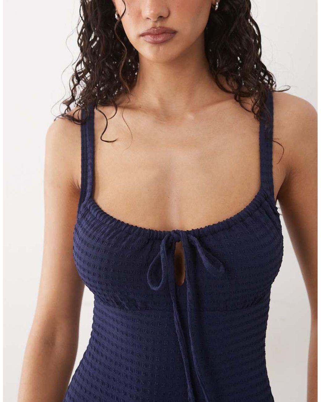 Accessorize Blue Shirred Cup Swimsuit