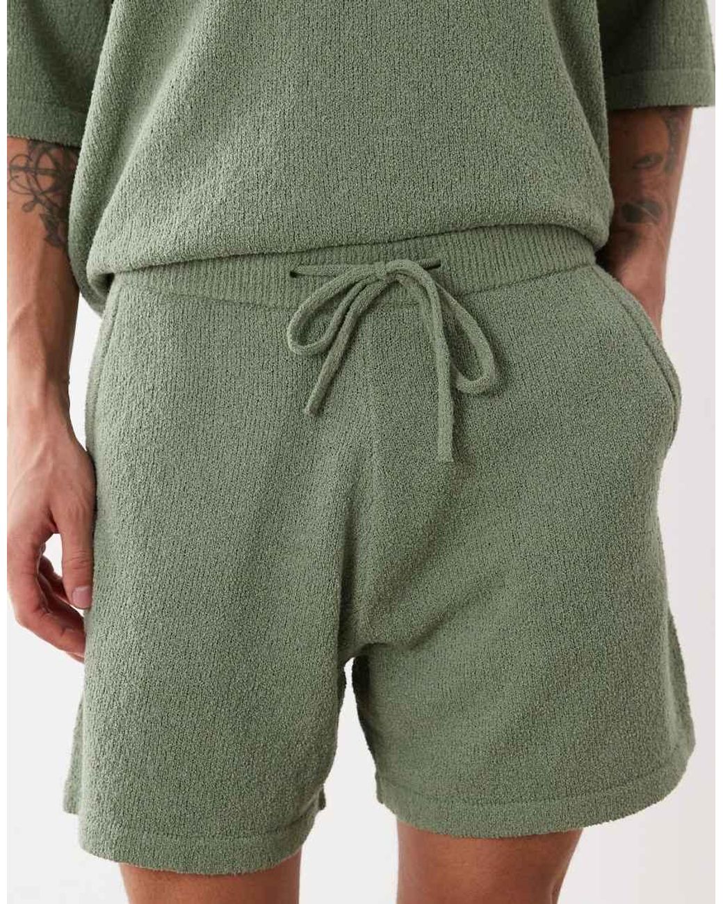 ASOS Green Wide Co-ord Knitted Boucle Shorts for men