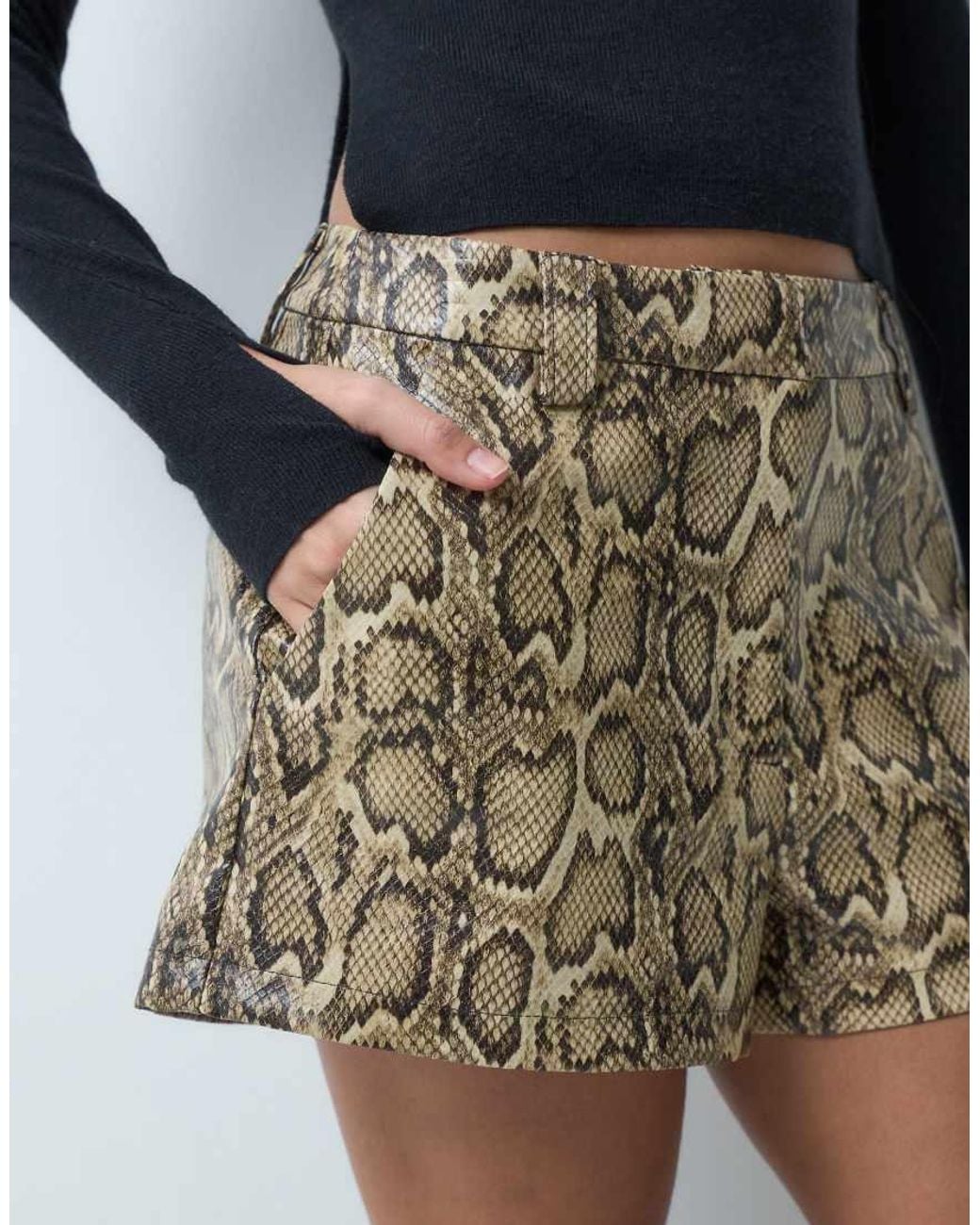 ASOS Blue Tailored Faux Leather Micro Shorts