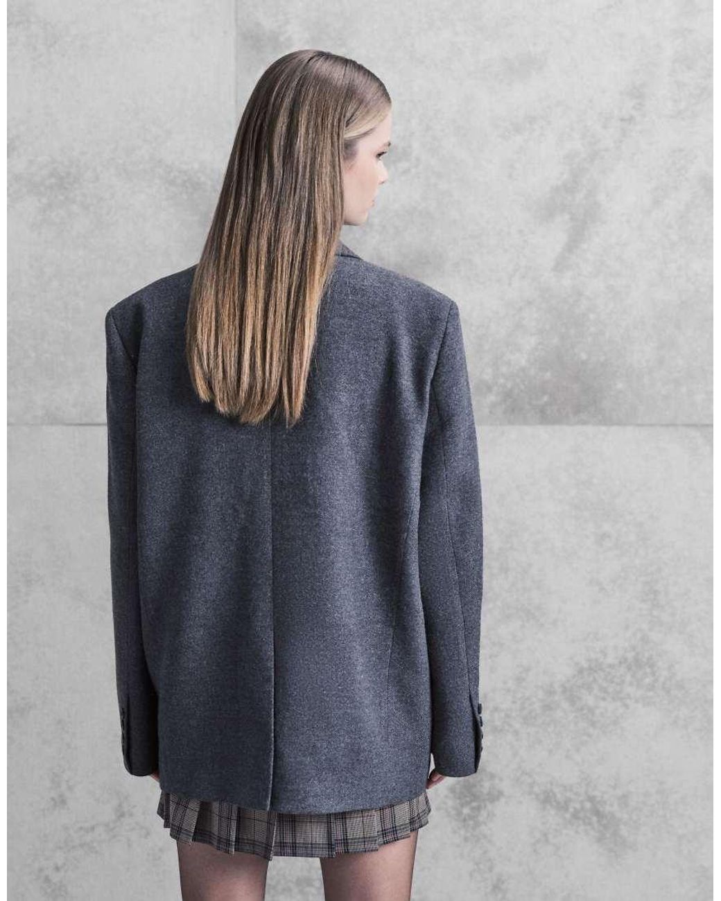 Aria Cove Gray Oversized Wool Look Dropped Shoulder Blazer
