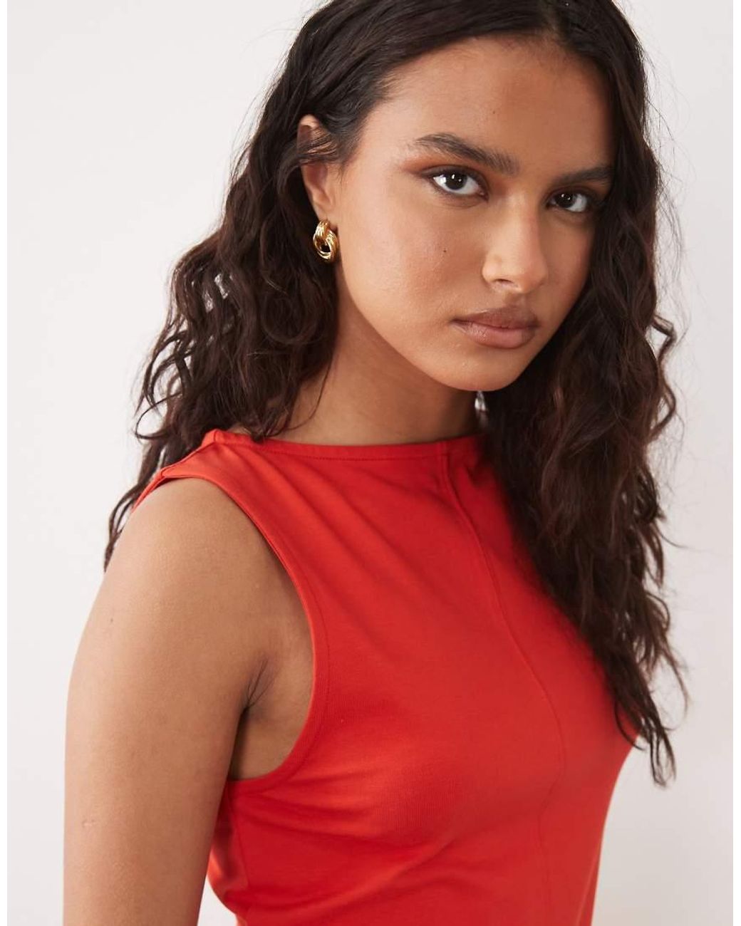 ASOS Red Boat Neck Mini Dress With Flippy Hem