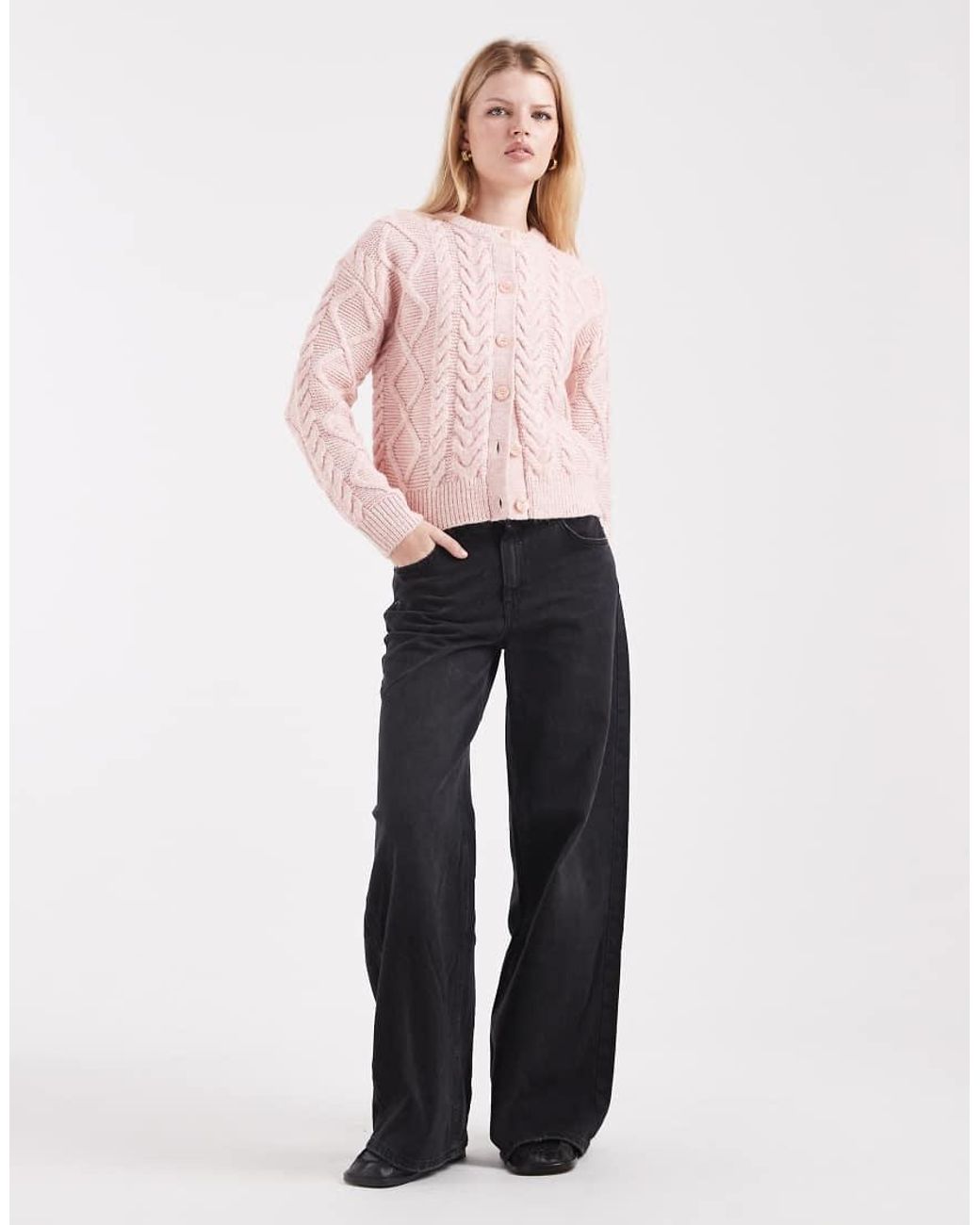 New Look Pink Cable Cardigan