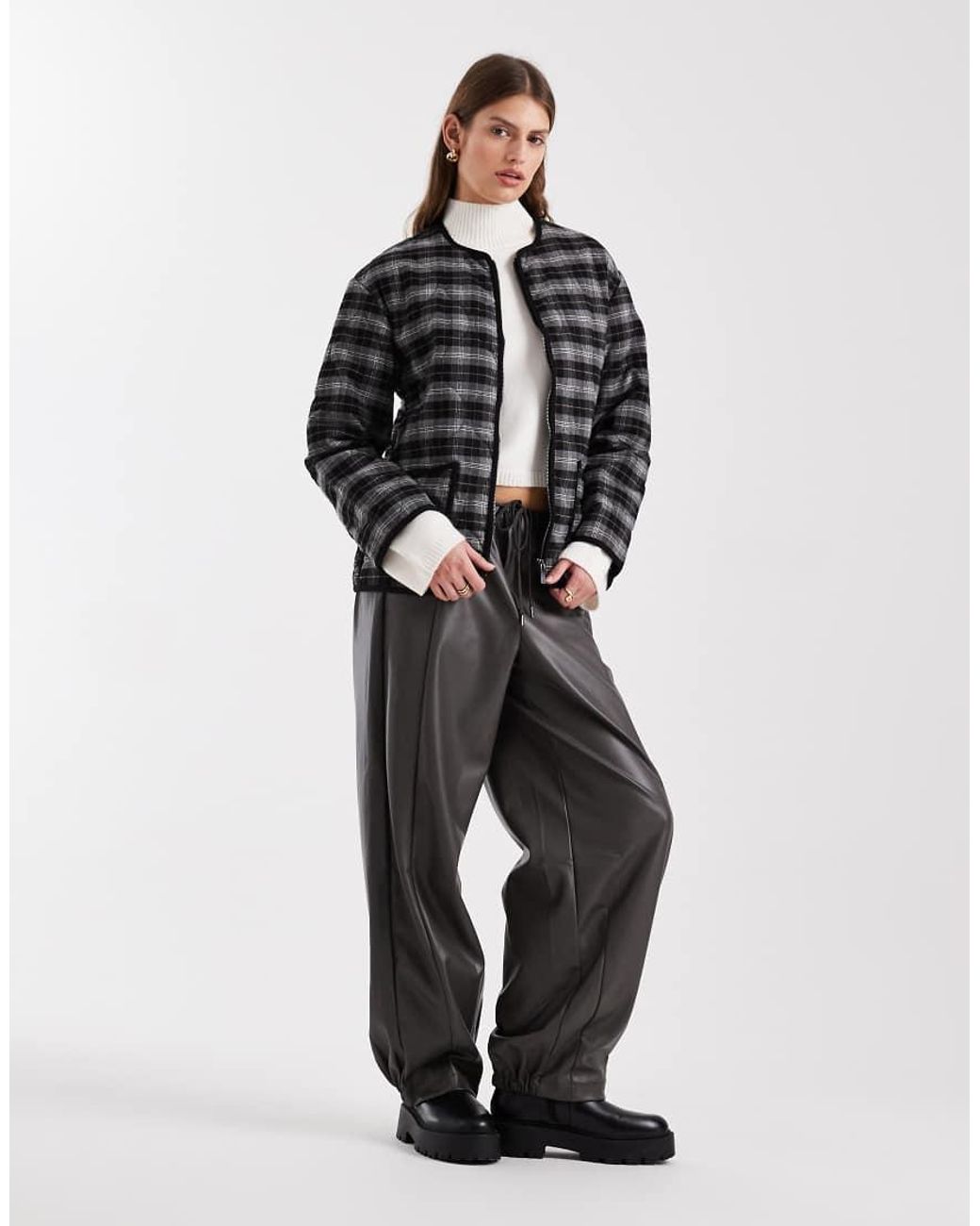 New Look Blue Check Quilt Padded Jacket