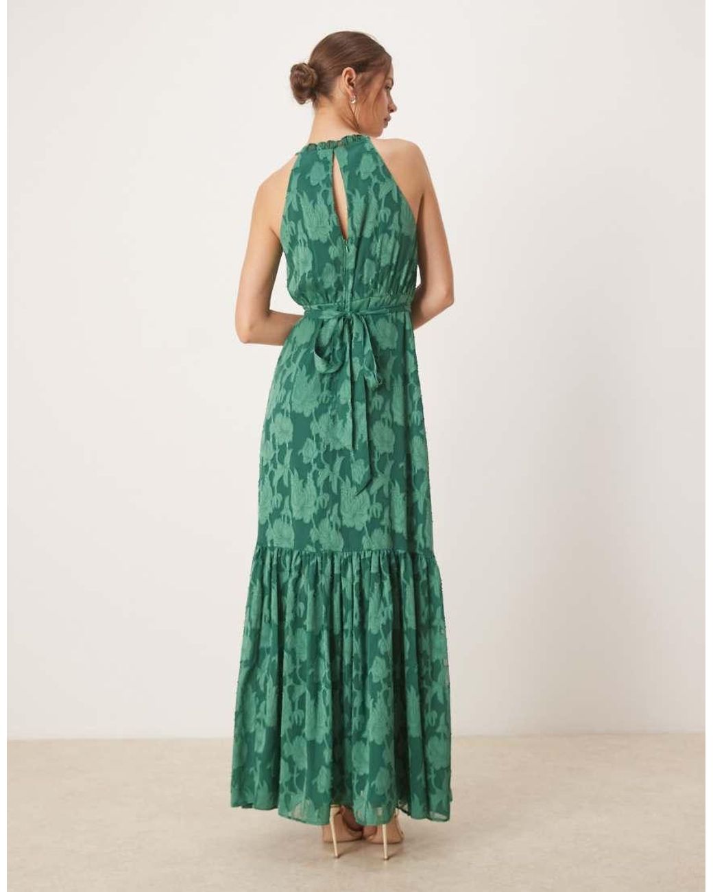 ANAYA Green Frill Halter Neck Maxi Dress