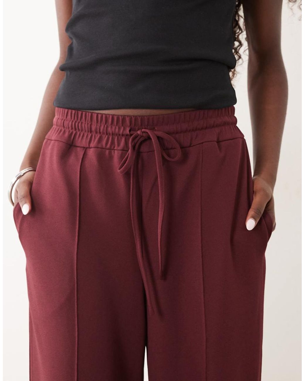Vila Red Wide Leg Drawstring Trousers