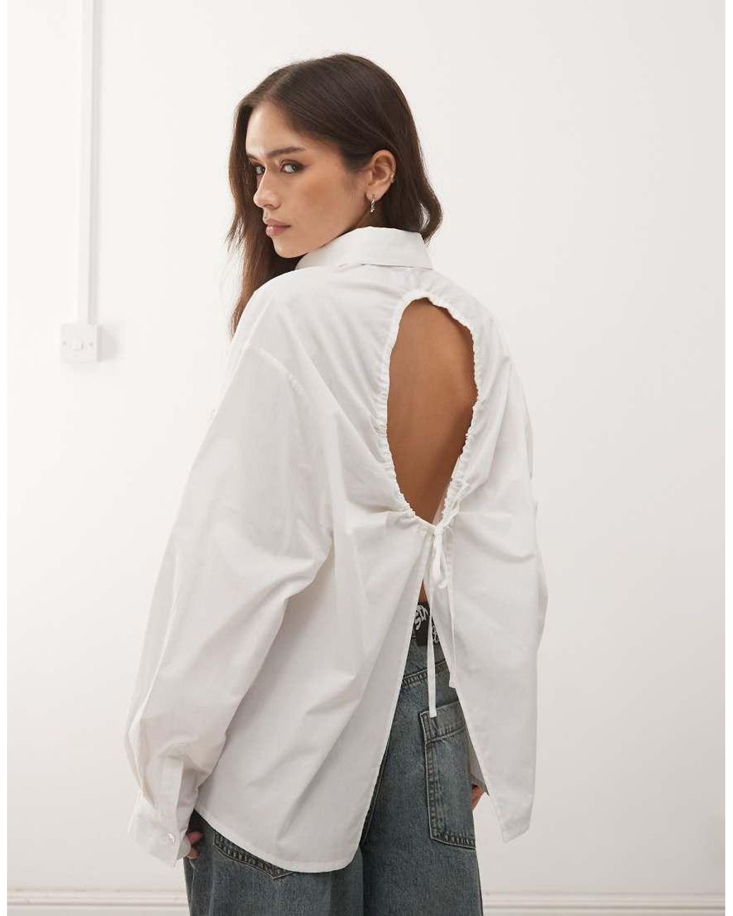 Collusion White Oversized Shirt With Cut Out Back Detail