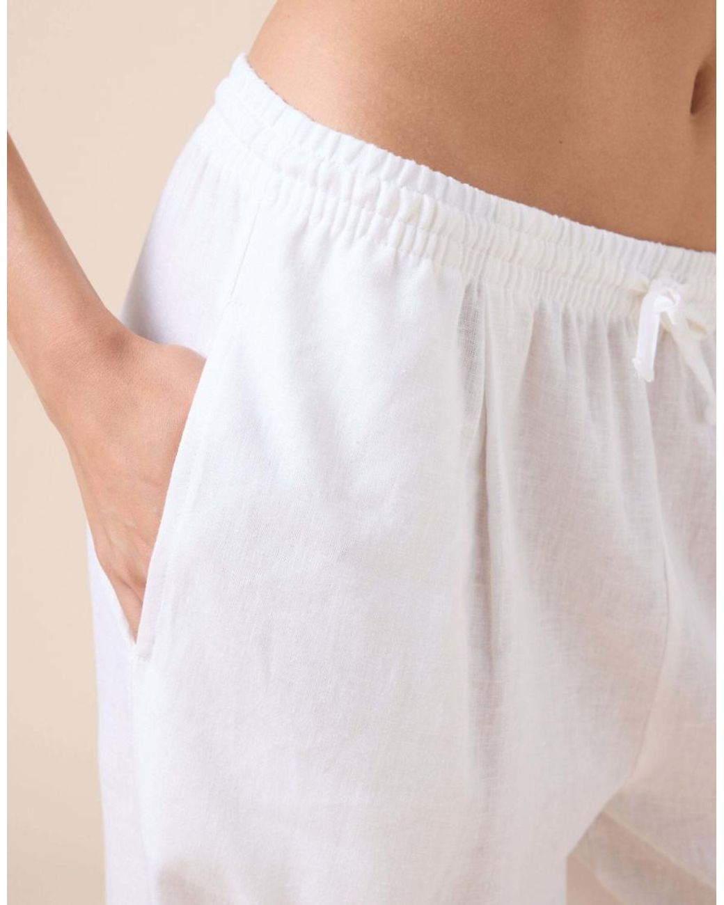 Calzedonia Pink Linen And Viscose Palazzo Trousers