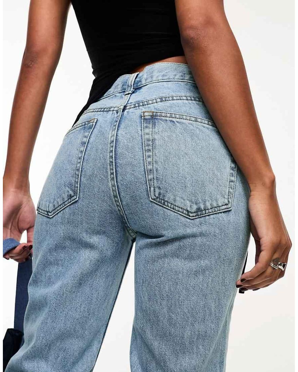 ASOS Blue Mid Rise Straight Jeans