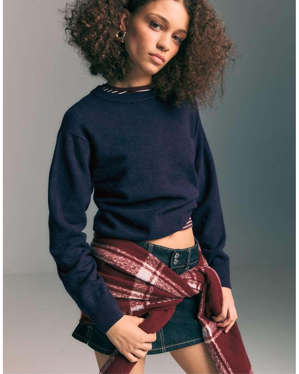 Stradivarius Blue Soft-touch Basic Knit Sweater