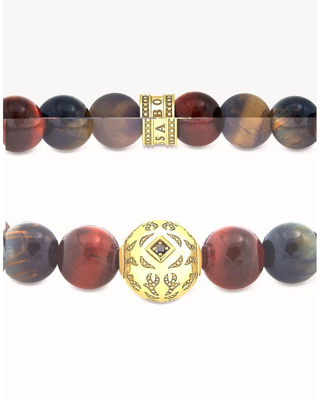 Thomas Sabo Metallic Plated Bead Bracelet With And Tiger's Eye