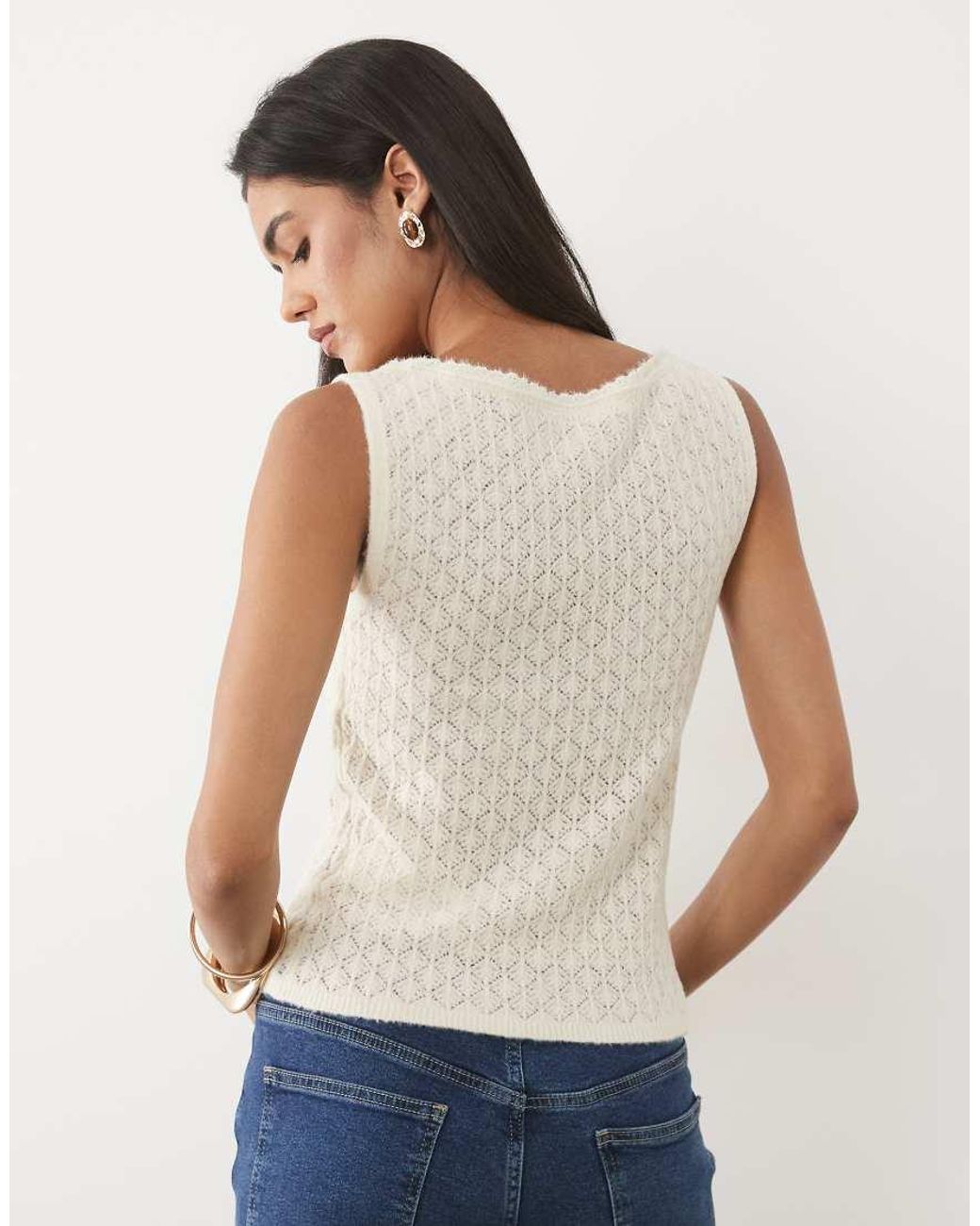 Abercrombie & Fitch Blue Pointelle Fluffy Cami Top