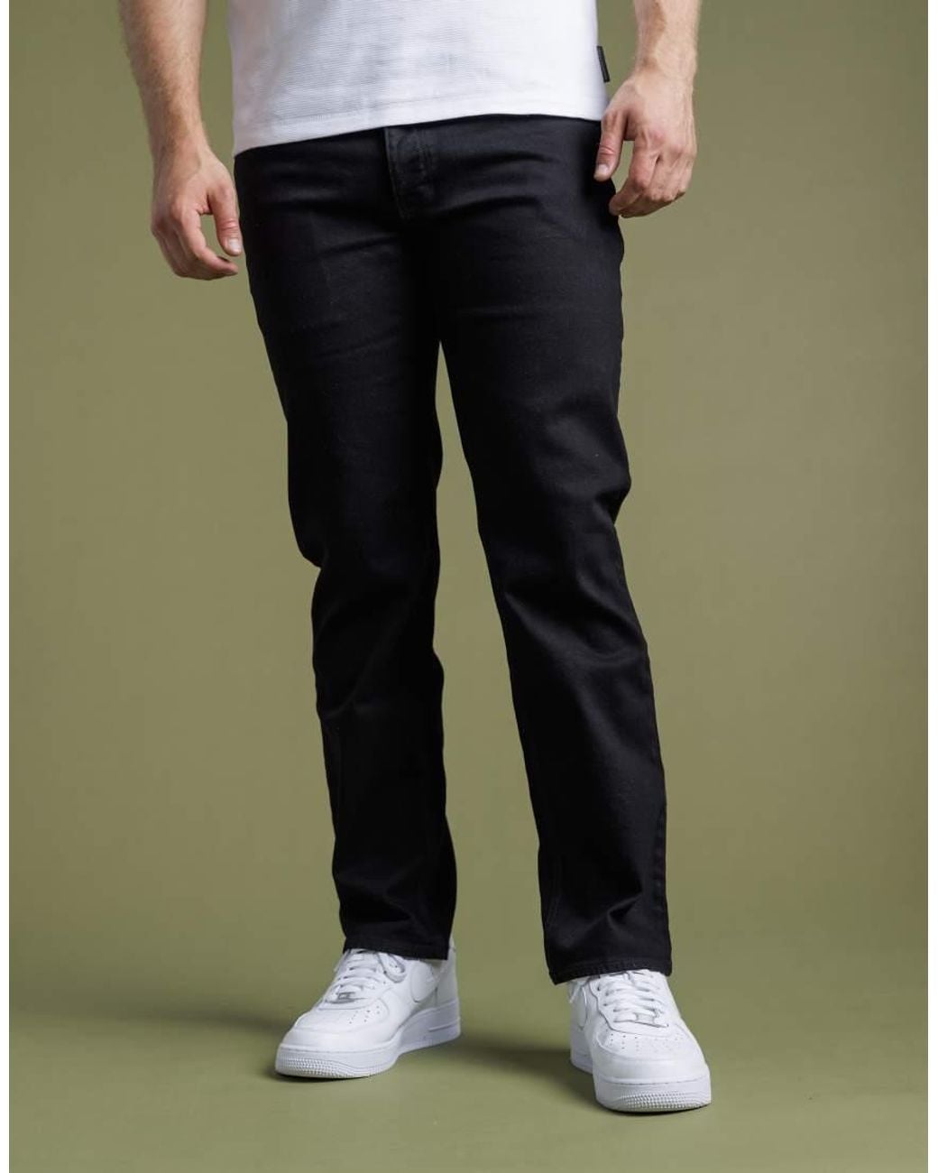 French Connection Green Cotton Straight Leg Stretch Denim Jeans for men