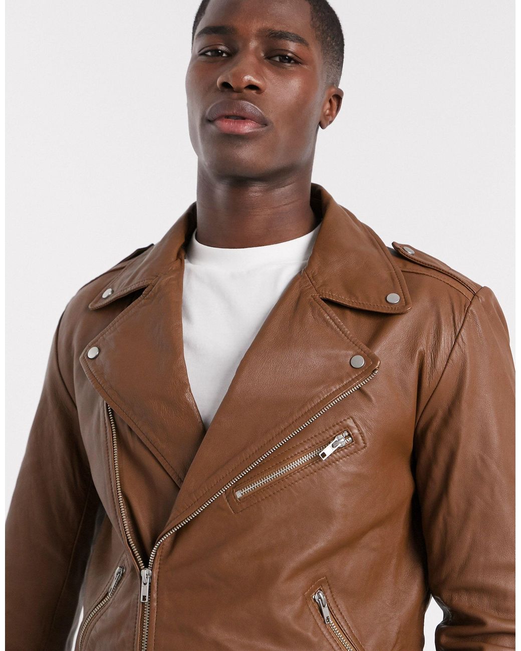 asos tan leather jacket