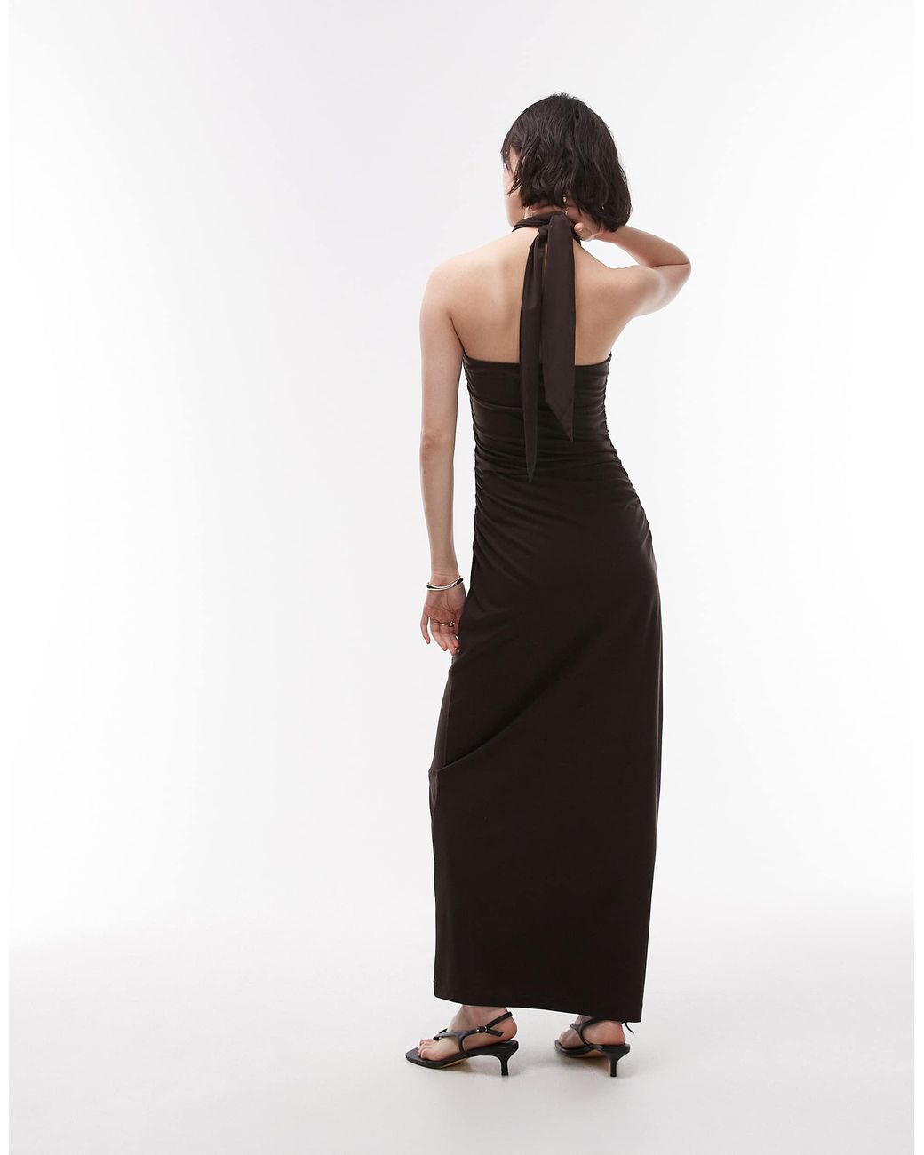 & Other Stories Jersey Maxi Dress With Metallic Clasp Halter Neck in White  | Lyst