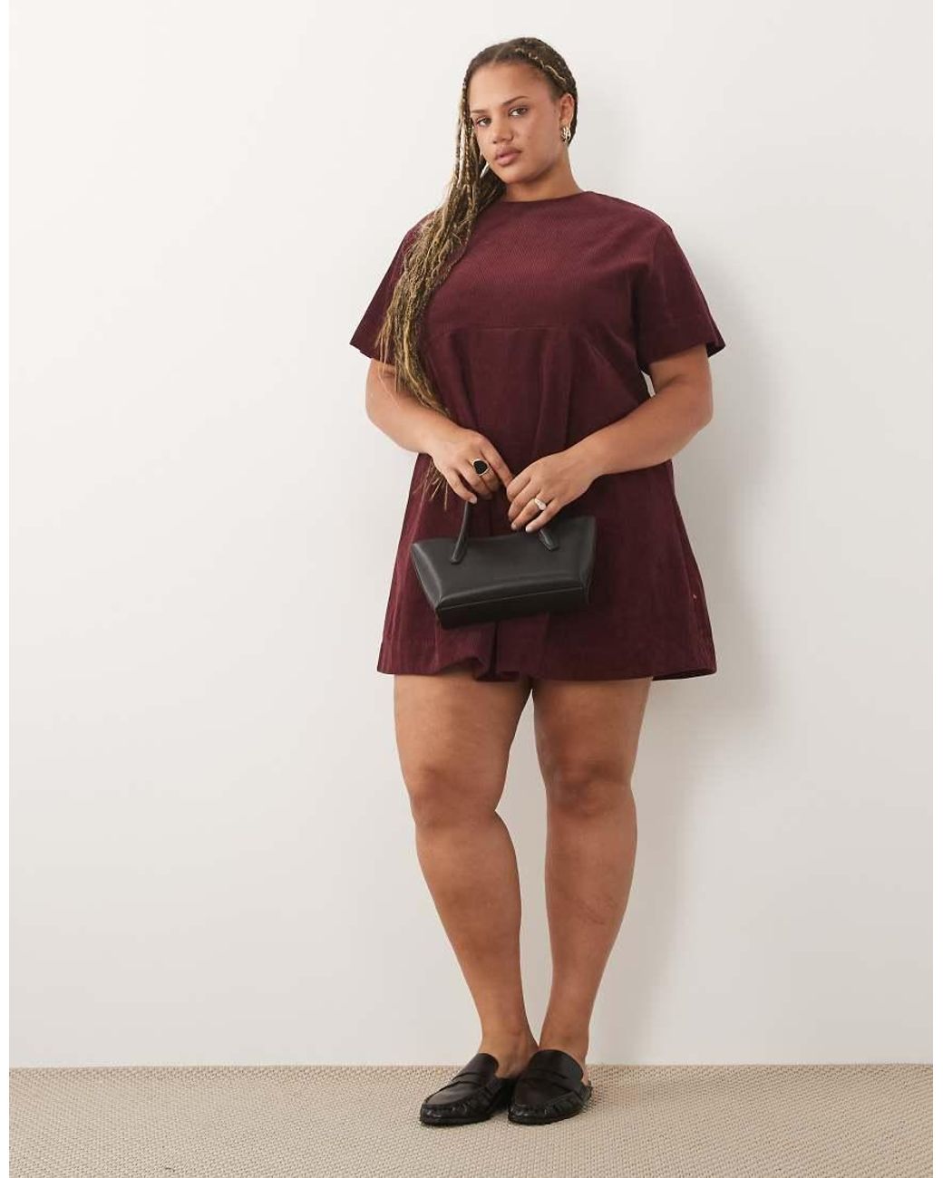 ASOS Red Asos Design Curve Mini Cord T-Shirt Dress