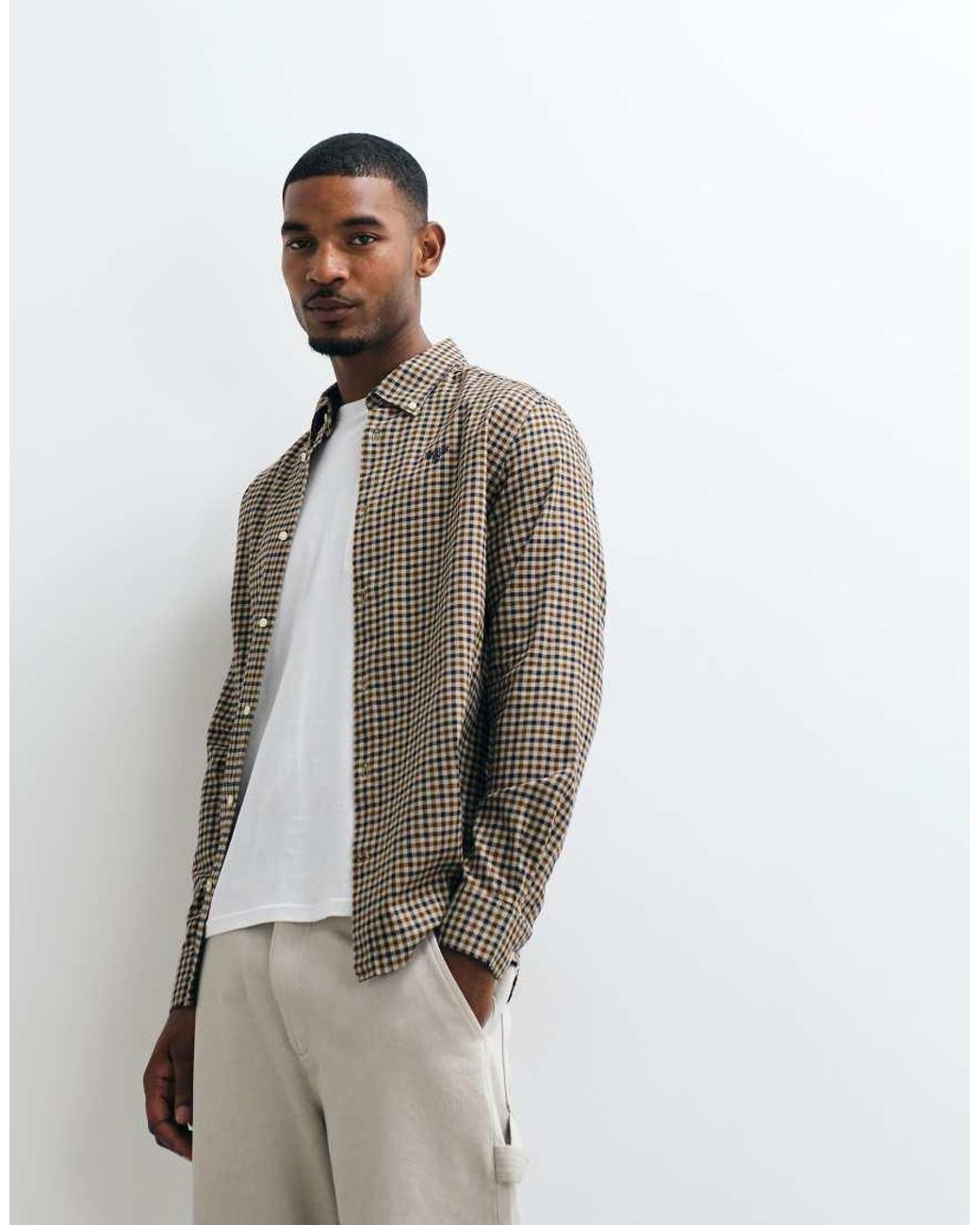 Barbour Gray Finkle Long Sleeve Tailored Gingham Check Shirt for men