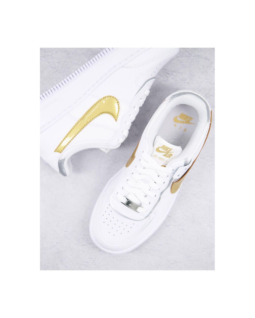 Nike Air Force 1 Shadow - Sneakers In , Goud En Zilver in het Wit | Lyst NL