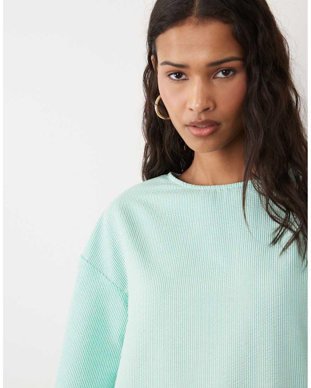 ASOS Green Crew Neck Arched Waist Smock Maxi Dress