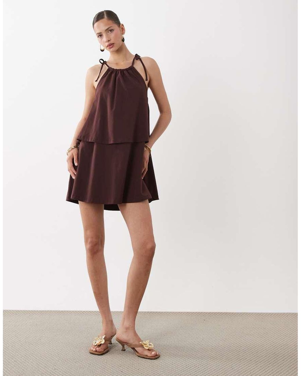ASOS Red Tie Neck Baby Doll Mini Dress