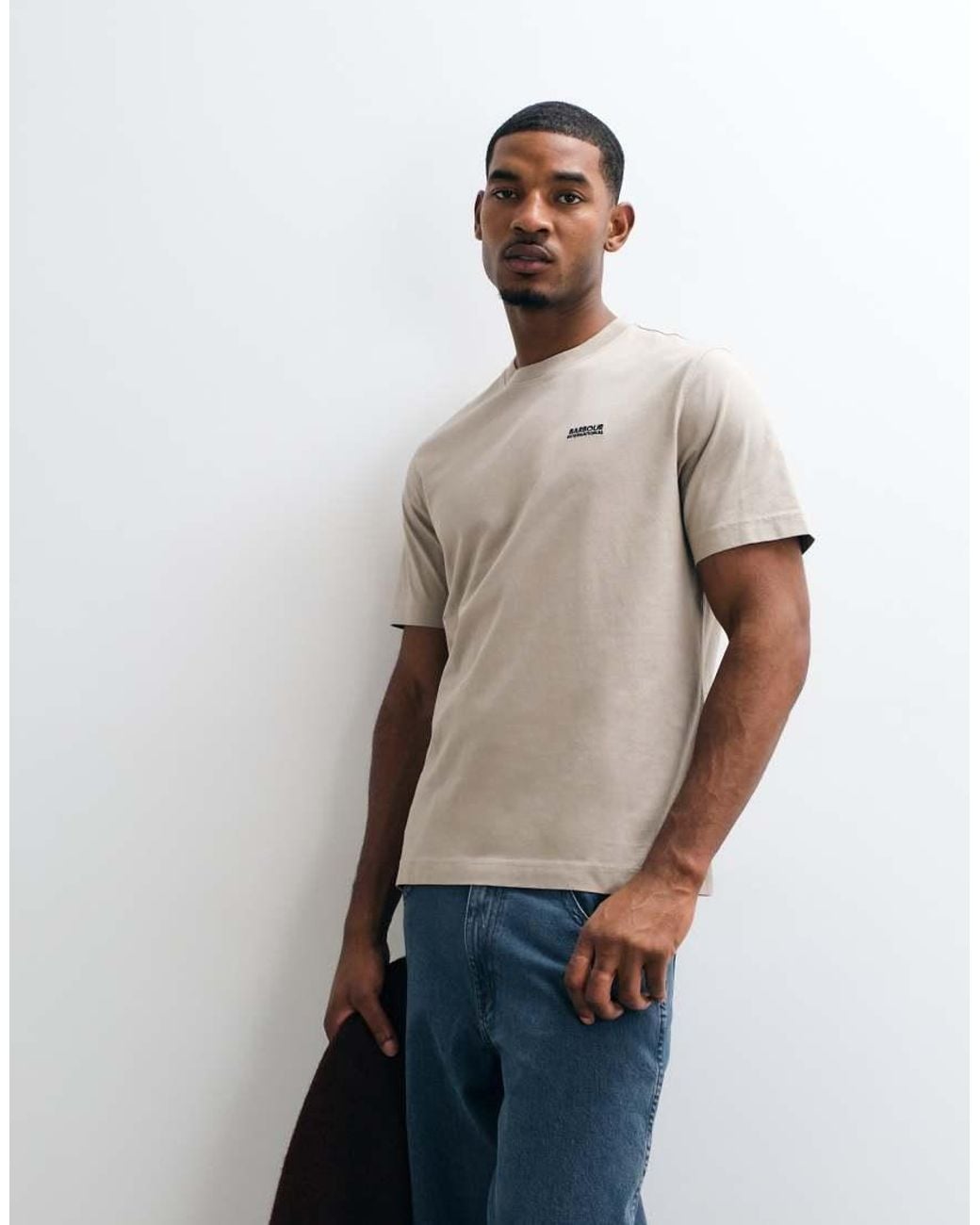 Barbour Gray Taylor Archive Short Sleeve Graphic Logo T-shirt With Back Print for men