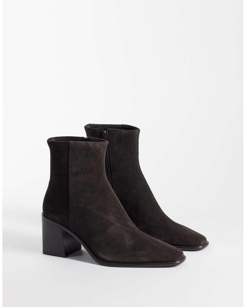 Mango Black 100% Leather Pointed Heeled Ankle Boot