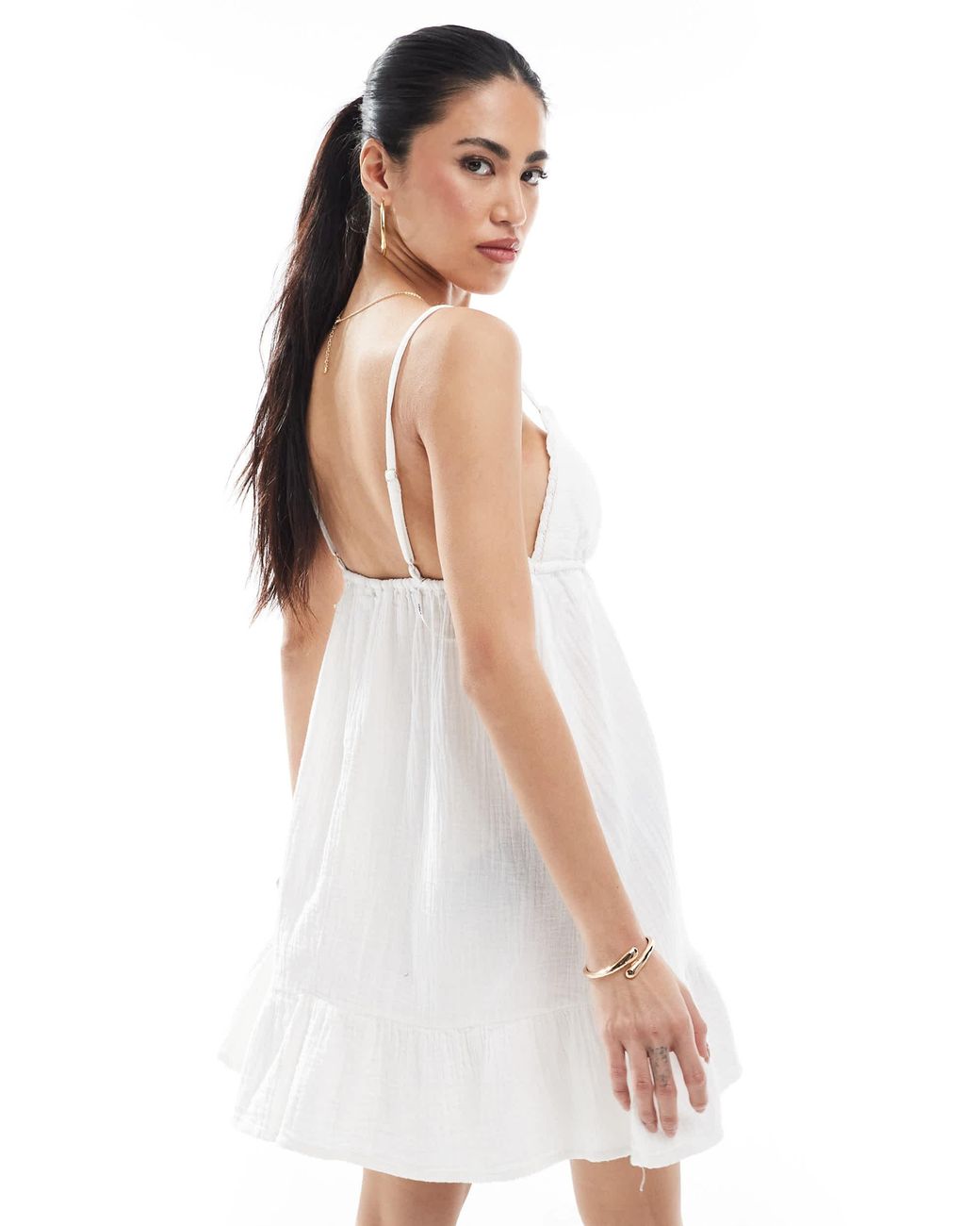 ONLY White Cheesecloth Cami Mini Dress