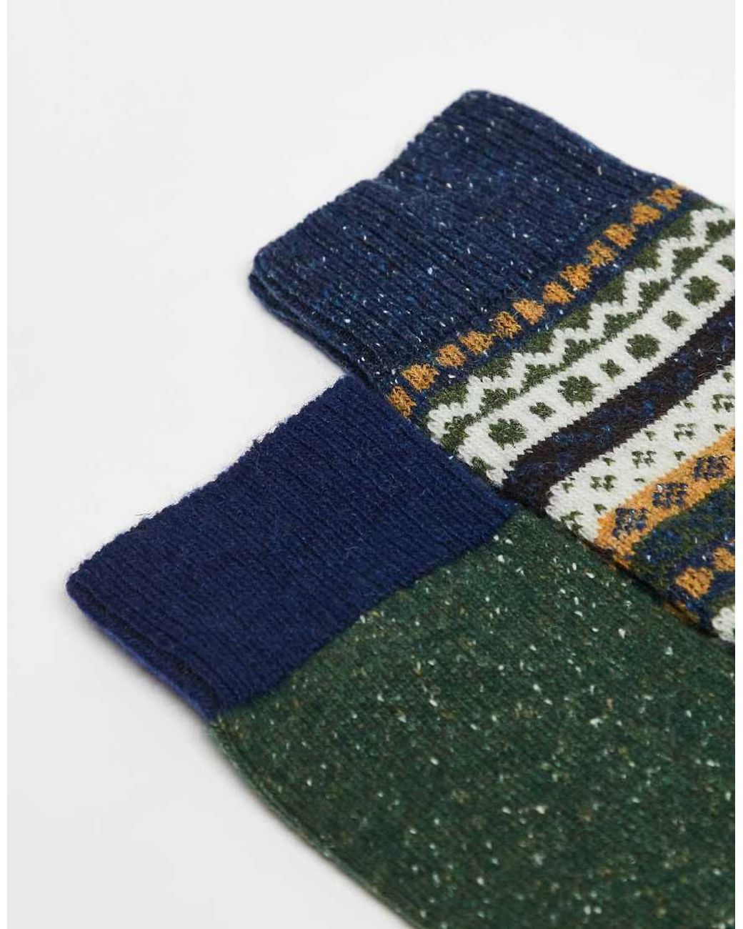 Barbour Green Fair Isle Socks 2 Pack for men