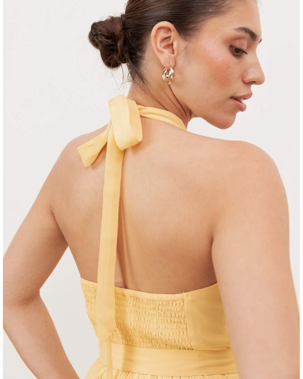 ANAYA Natural Self Tie Halter Neck Maxi Dress