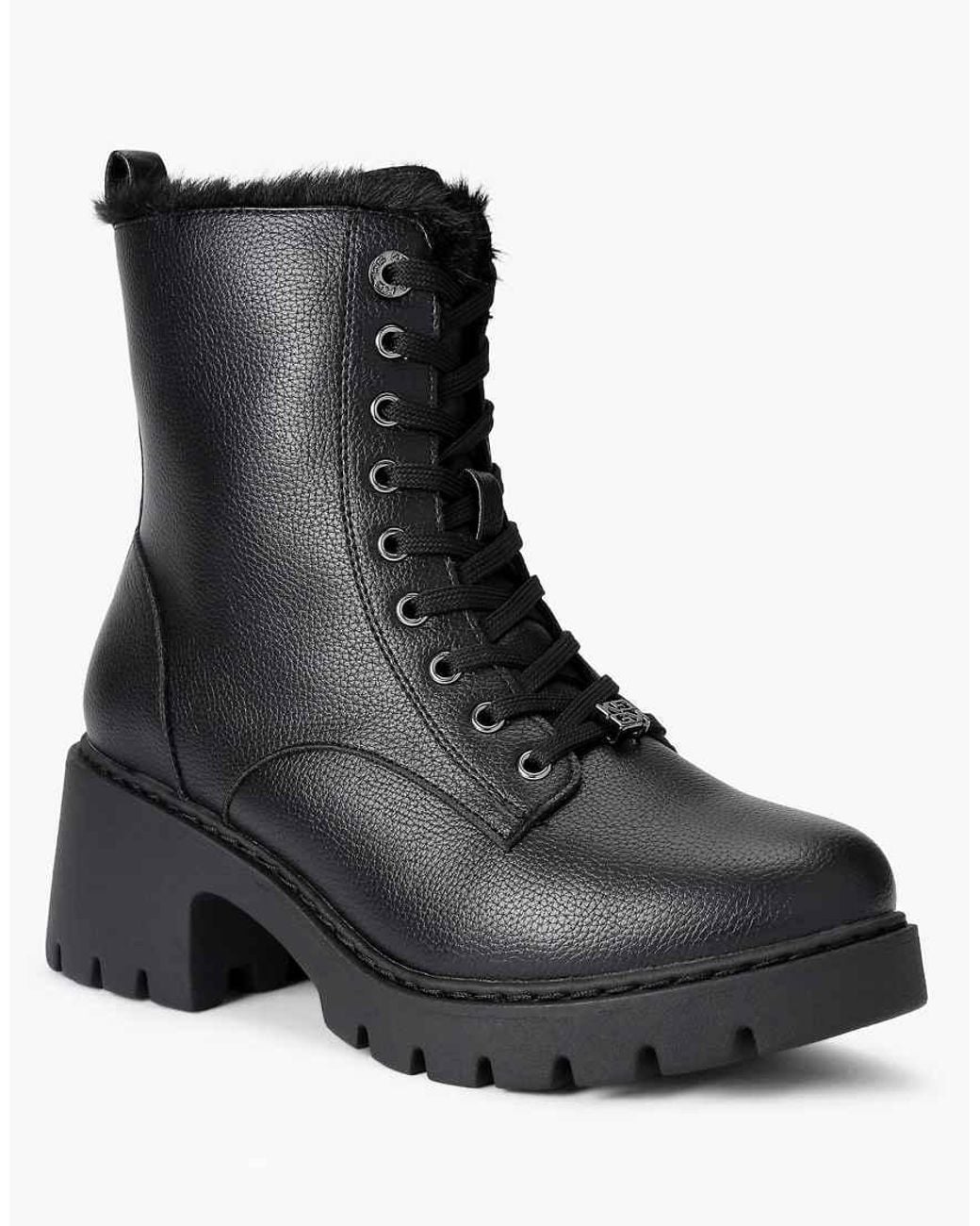KG by Kurt Geiger Black Tess Lace Up Mid Ankle Boots