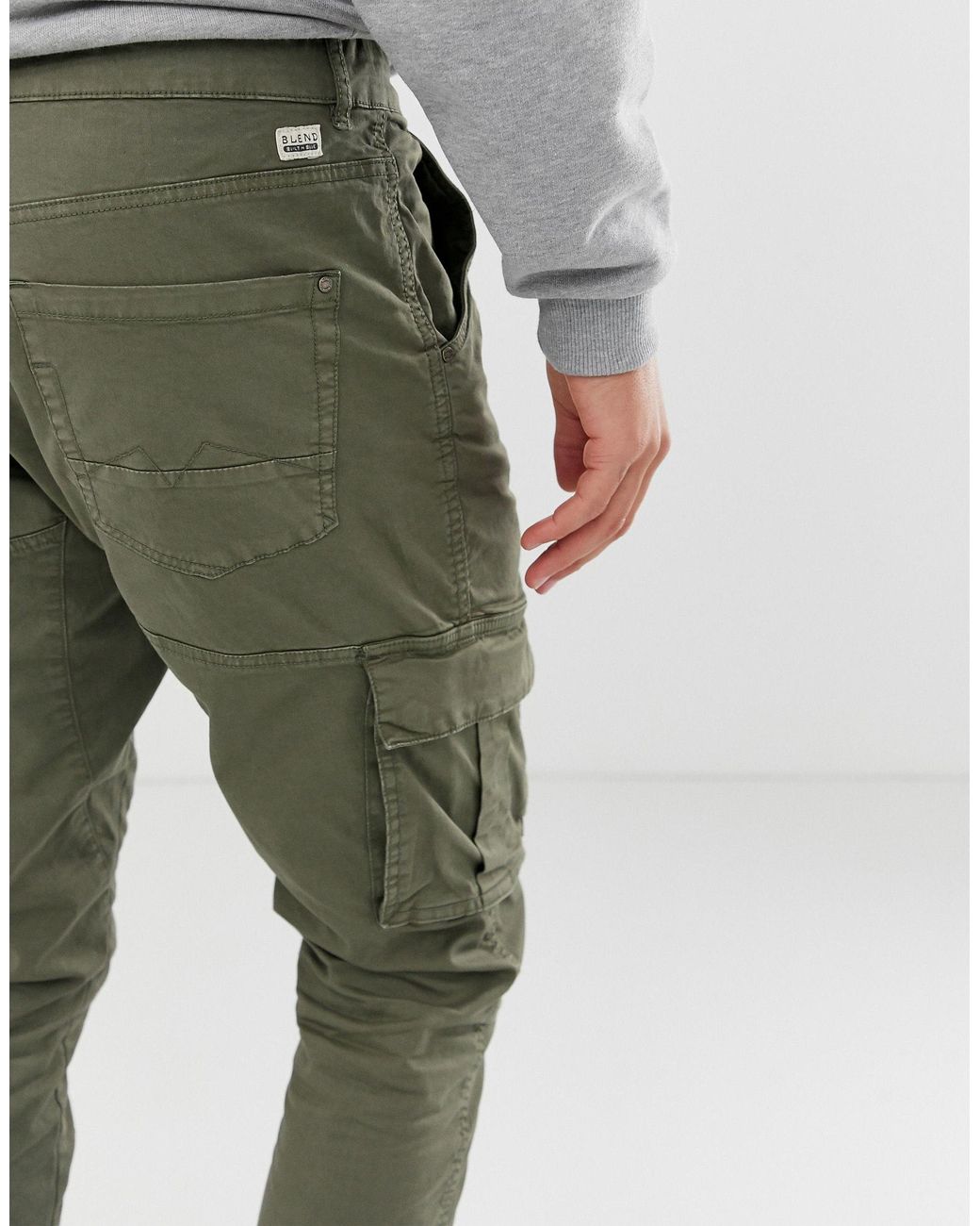 Blend Slim Fit Cuffed Cargo Trouser in Green for Men | Lyst