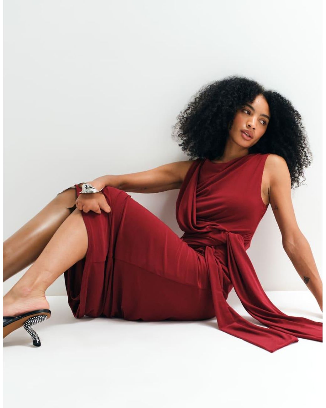 ASOS Red Asos Adaptive Tie Front Jersey Dress