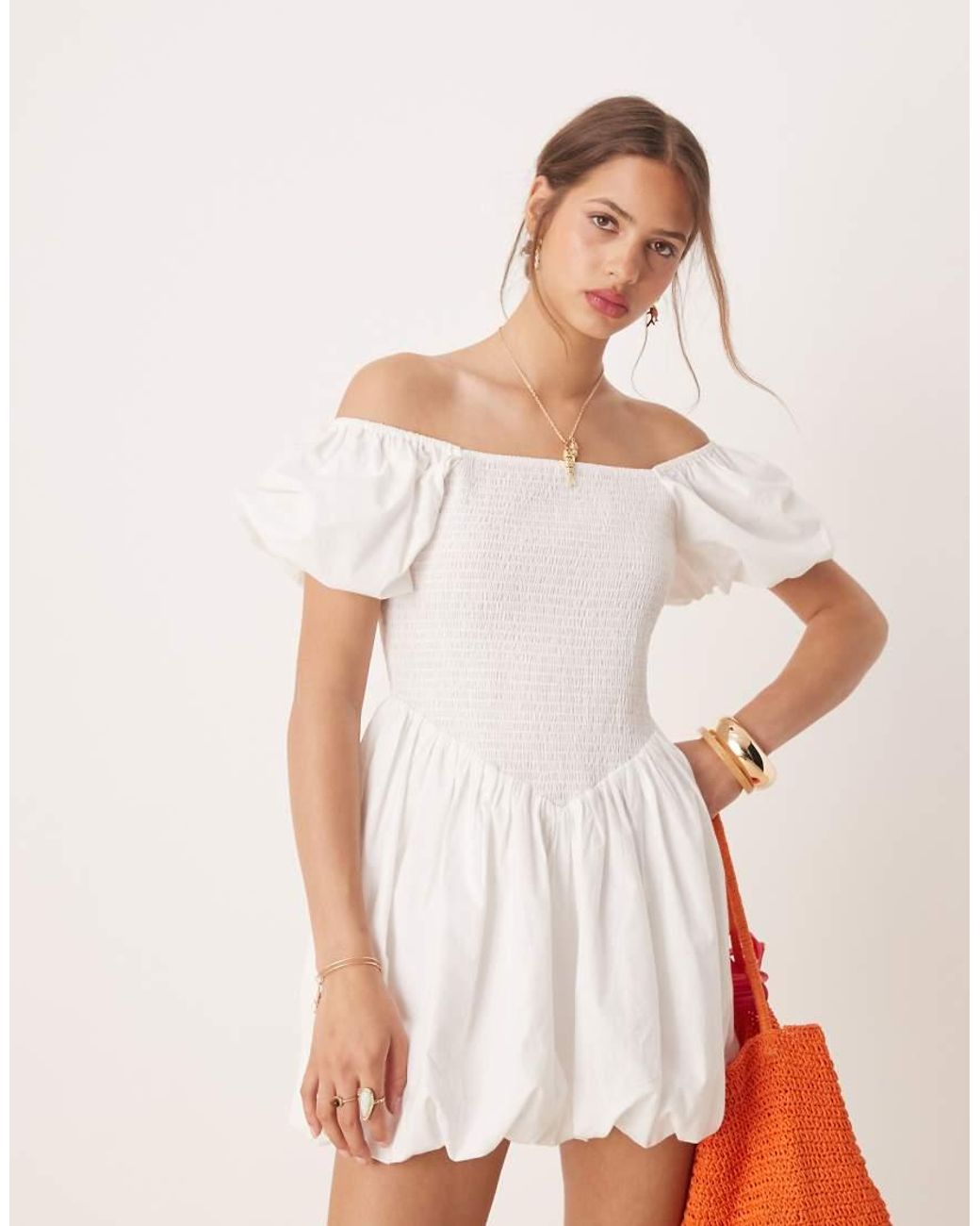 Miss Selfridge White Puffball Mini Dress