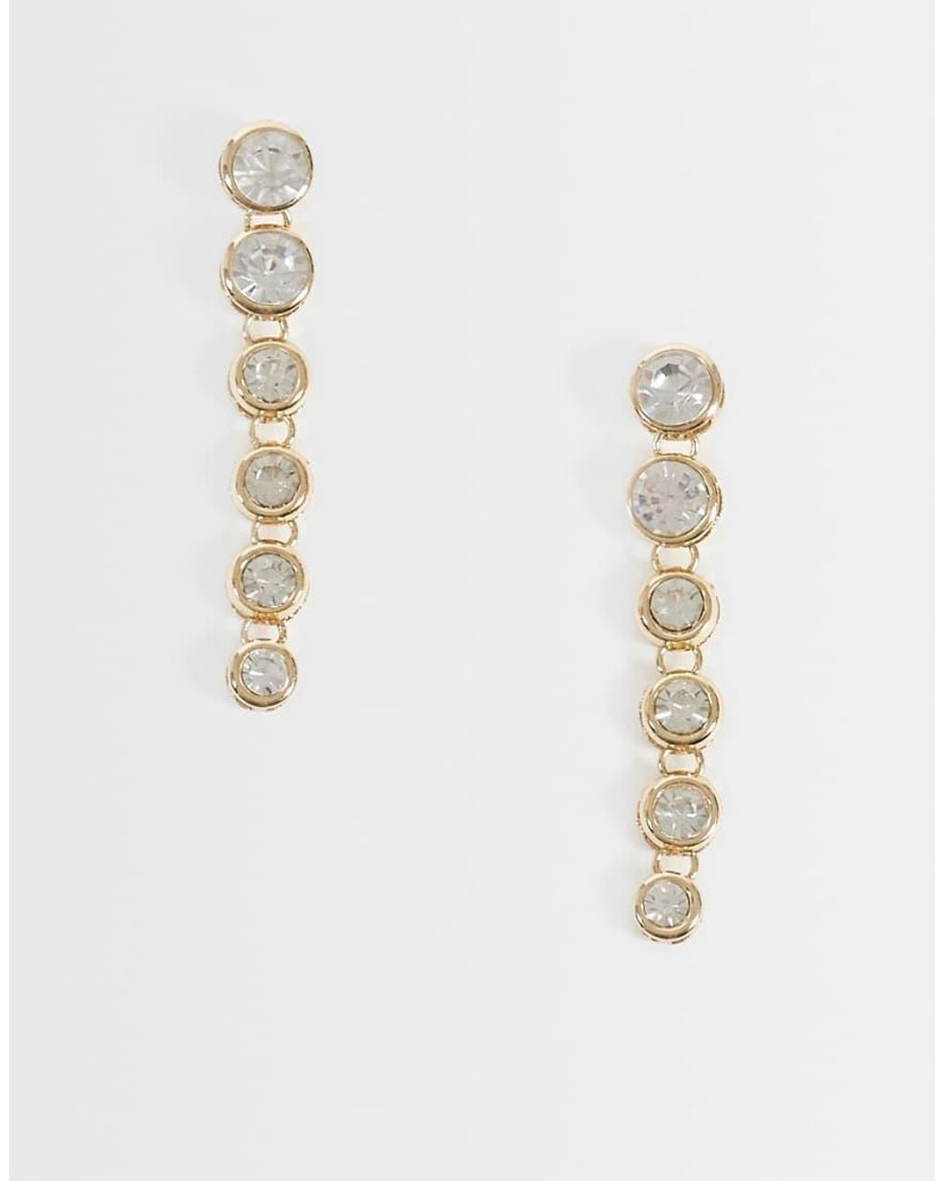 Accessorize White Bezel Crystal Long Drop Earrings